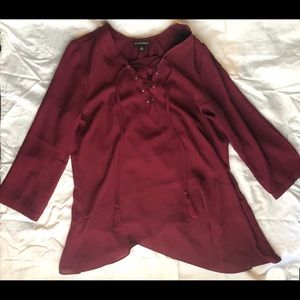 Lace-Up Peasant Blouse